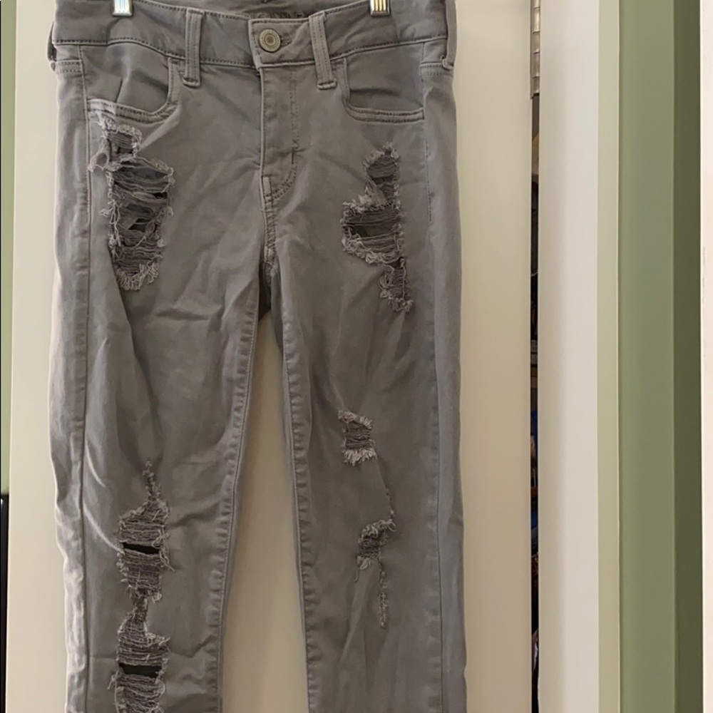 Grey American Eagle Ripped Jeans